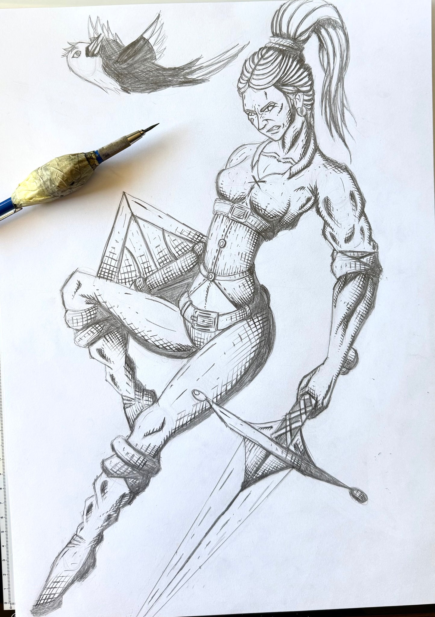 Kriegerin mit Elster